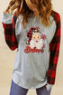 Gray Believe Santas Buffalo Plaid Sleeve Pullover Sweatshirt