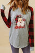Gray Believe Santas Buffalo Plaid Sleeve Pullover Sweatshirt