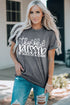 Gray Blessed Letter Graphic Print Crew Neck T Shirt