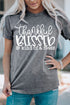 Gray Blessed Letter Graphic Print Crew Neck T Shirt