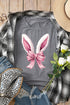 Gray Bunny Ear Bow Printed Easter Fashion T Shirt