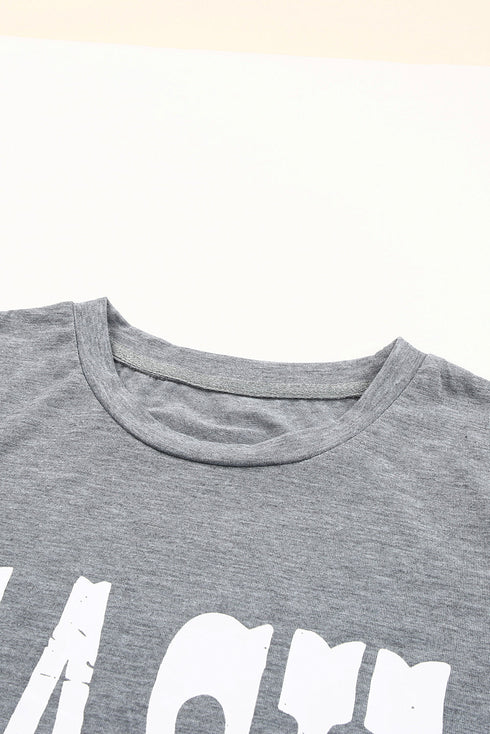 Gray Cash Letter Print Short Sleeve T Shirt