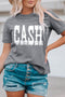 Gray Cash Letter Print Short Sleeve T Shirt