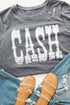 Gray Cash Letter Print Short Sleeve T Shirt