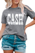 Gray Cash Letter Print Short Sleeve T Shirt