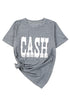 Gray Cash Letter Print Short Sleeve T Shirt