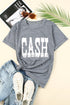 Gray Cash Letter Print Short Sleeve T Shirt