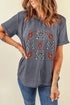 Gray Checkered Bow Crawfish Printed Summer Tee