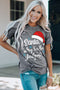 Gray Christmas Santa Hat Snowflake Letter Print Graphic Tee