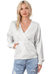 Gray Contrast Trim V Neck Wrap Sweatshirt with Pocket