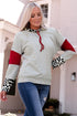Gray Cowl Neck Drop Shoulder Splicing Sleeves Sweatshirt