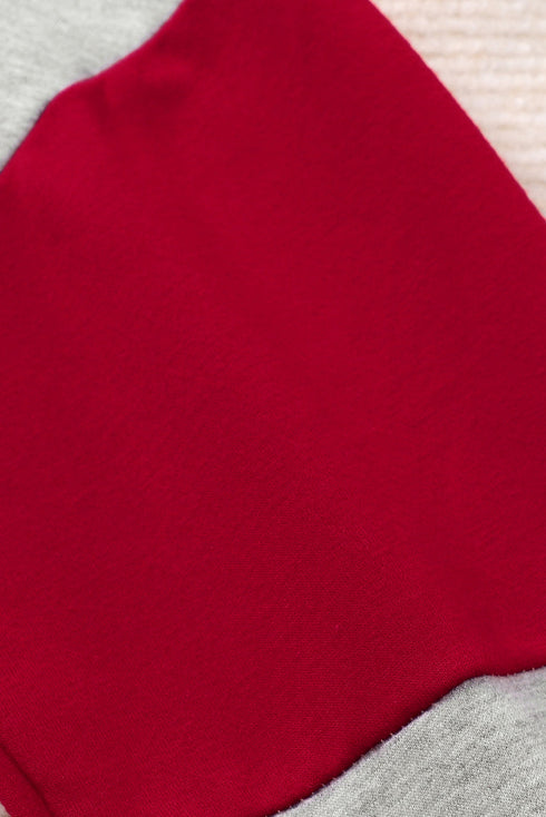 Gray Cowl Neck Drop Shoulder Splicing Sleeves Sweatshirt