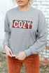 Gray Cozy Plaid Print Long Sleeve Pullover Sweatshirt