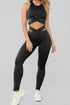 Gray Crisscross Sports Bra And Leggings Set