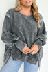 Gray Expose Seamed Washed Split Plus Size Sweatshirt