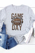 Gray Game Day Leopard Rugby Print Graphic Long Sleeve Top