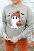 Gray Halloween Ghost Print Crewneck Drop Shoulder Sweatshirt