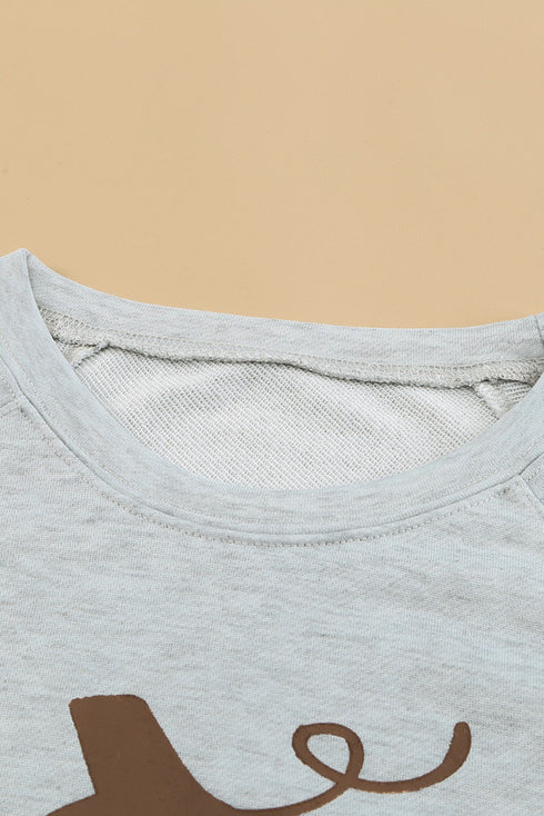 Gray Halloween Pumpkin Leopard Print Plus Size Sweatshirt