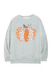 Gray Halloween Pumpkin Leopard Print Plus Size Sweatshirt