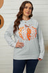 Gray Halloween Pumpkin Leopard Print Plus Size Sweatshirt