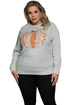 Gray Halloween Pumpkin Leopard Print Plus Size Sweatshirt