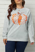 Gray Halloween Pumpkin Leopard Print Plus Size Sweatshirt