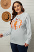 Gray Halloween Pumpkin Leopard Print Plus Size Sweatshirt