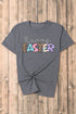 Gray Happy EASTER Lettering Graphic Crewneck Tee