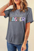 Gray Happy EASTER Lettering Graphic Crewneck Tee
