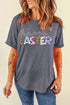 Gray Happy EASTER Lettering Graphic Crewneck Tee