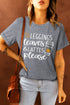 Gray Leggings Leaves And Lattes Please Graphic Tee