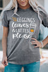 Gray Leggings Leaves And Lattes Please Graphic Tee