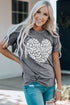 Gray Leopard Kiss Print Valentines Heart Graphic Tee