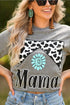 Gray Leopard Turquoise Bead Mama Graphic T-Shirt