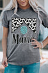 Gray Leopard Turquoise Bead Mama Graphic T-Shirt