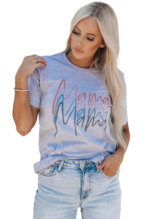 Gray Letter Mama Quadruple Shadows Graphic Tee