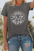 Gray Letter Steer Head Pattern Print Short Sleeve Graphic Tee