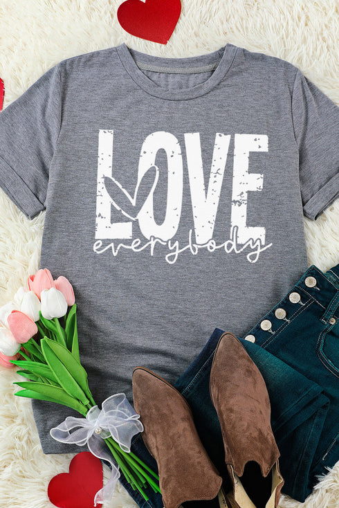 Gray Love Everybody Graphic T-Shirt