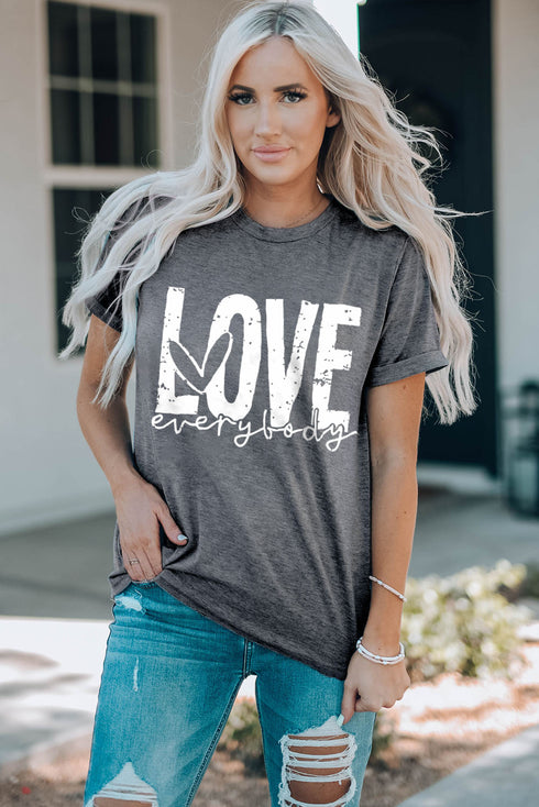 Gray Love Everybody Graphic T-Shirt