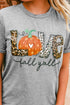 Gray Love Fall Y'All Pumkin Leopard T Shirt