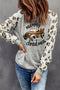 Gray Merry Christmas Leopard Truck Raglan Sleeve Top