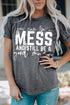 Gray Mess Letter Print Short Sleeve Graphic Tee