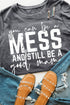 Gray Mess Letter Print Short Sleeve Graphic Tee