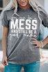 Gray Mess Letter Print Short Sleeve Graphic Tee
