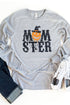 Gray Mom Ster Pumpkin Graphic Print Crew Neck Top