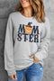 Gray Mom Ster Pumpkin Graphic Print Crew Neck Top