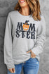 Gray Mom Ster Pumpkin Graphic Print Crew Neck Top
