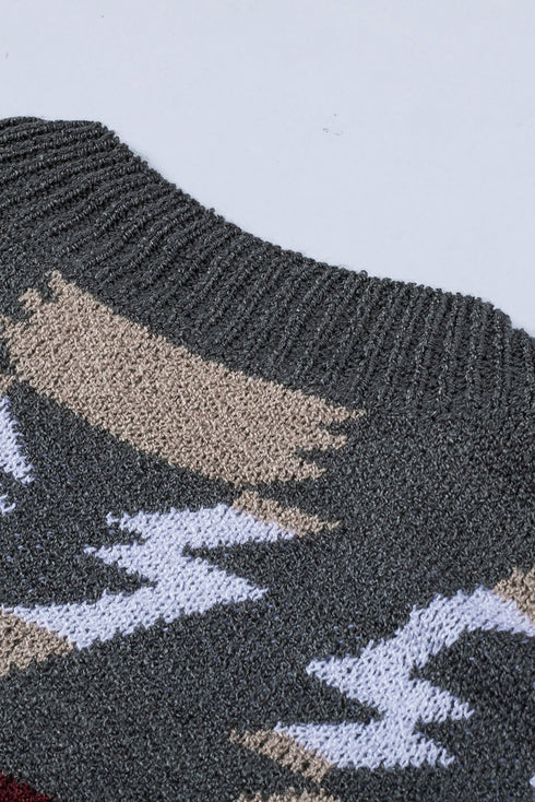 Gray Moraga Pocketed Aztec Cardigan