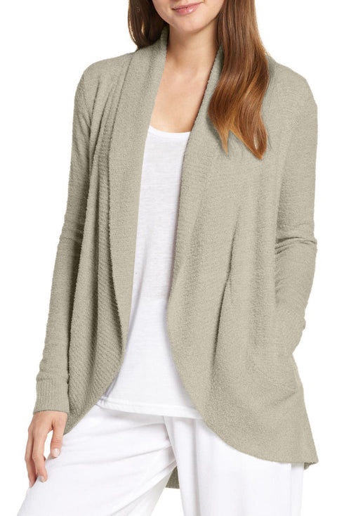 Gray Open Front Shawl Neckline Cardigan