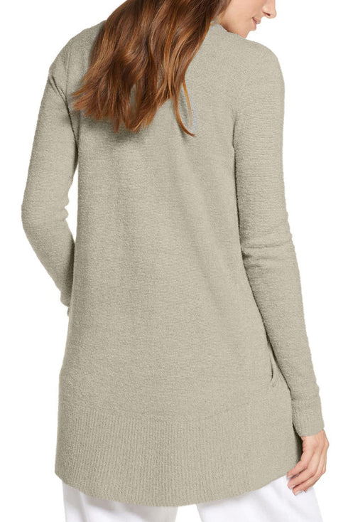 Gray Open Front Shawl Neckline Cardigan